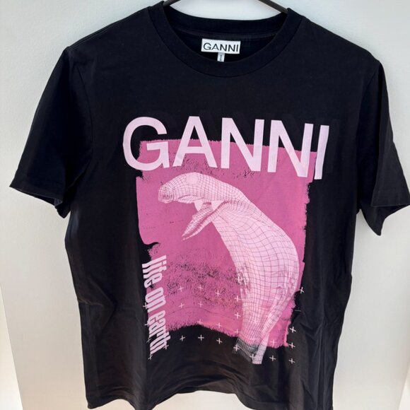 GANNI Basic Jersey Cherry Relaxed T-shirt - Picture 1 of 3
